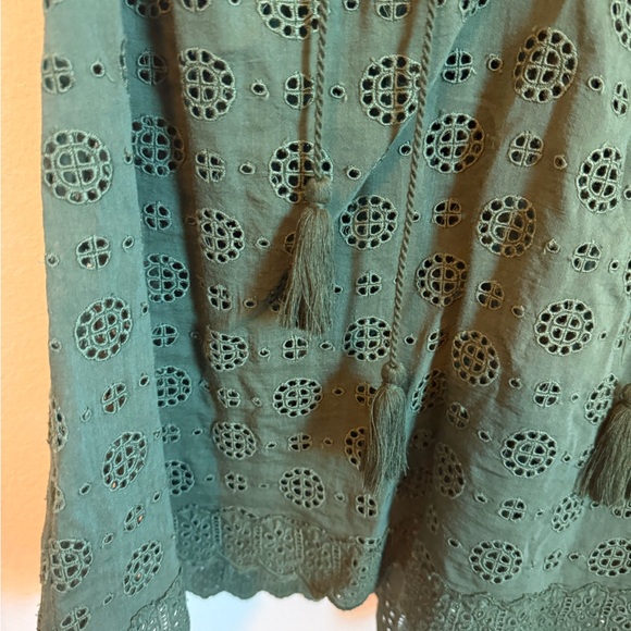 Ulla Johnson Green Ruffle Cap Sleeve Blouse - Picture 4 of 8